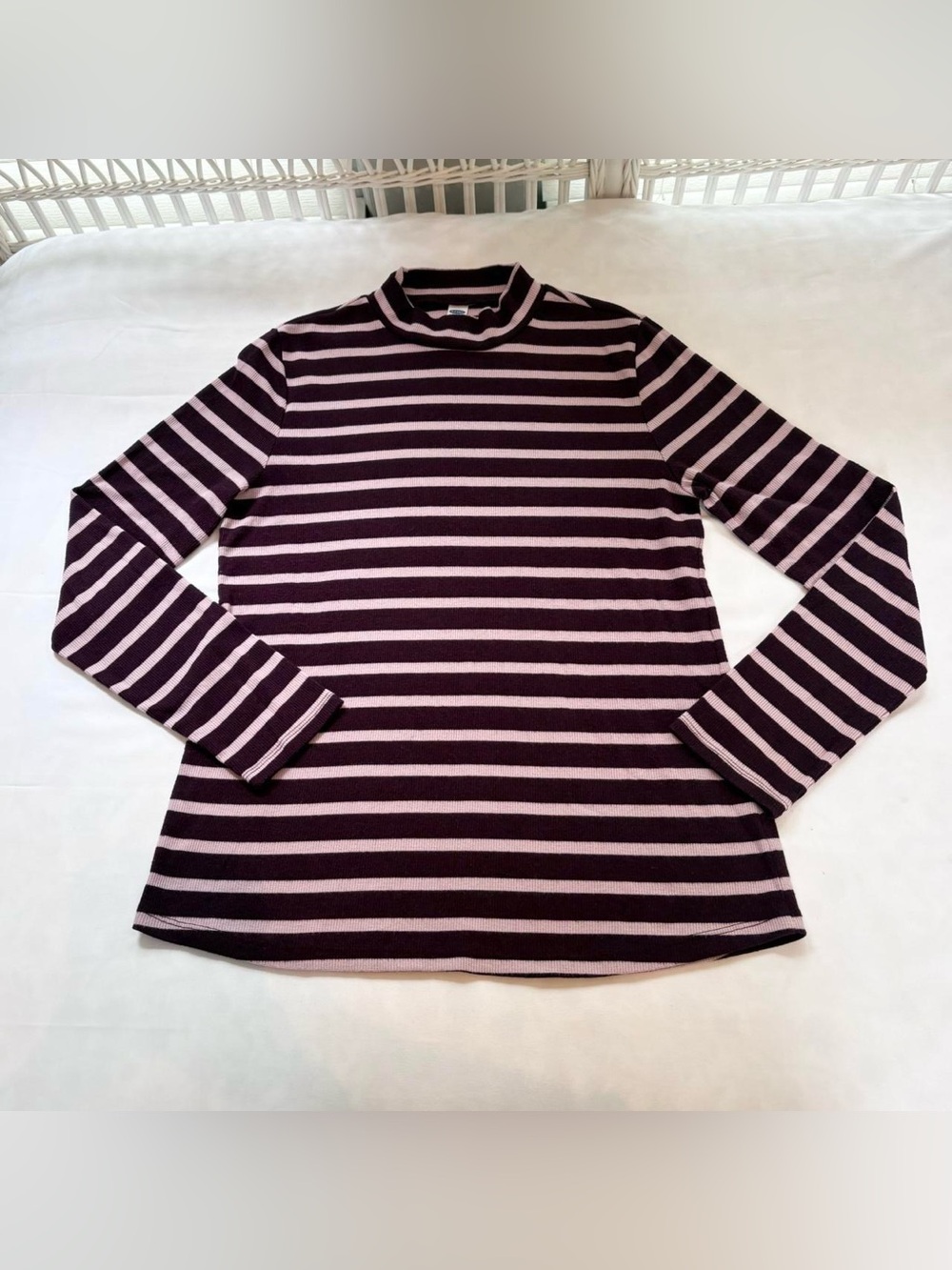 Old Navy Striped Mock Neck Top - Picture 2 of 5